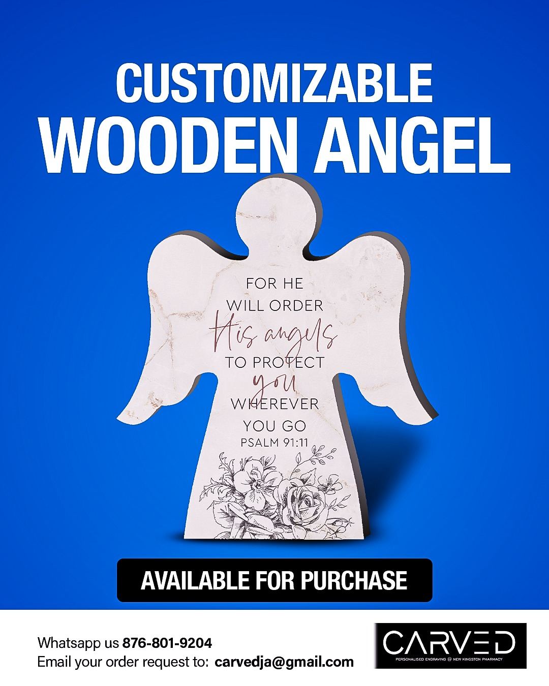 Customizable wooden angel sign, a gift of comfort and appreciation